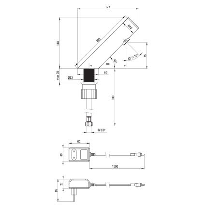 Deante BQR_P28V - Grifo para lavabo sin contacto SENSE 230/6V acero pulido