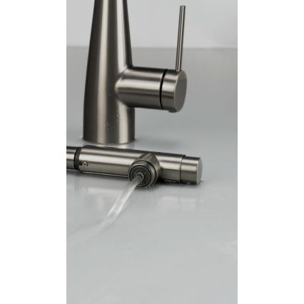 Deante BRE_D75M - Grifo de fregadero con rociador extraíble ERIDAN titanio