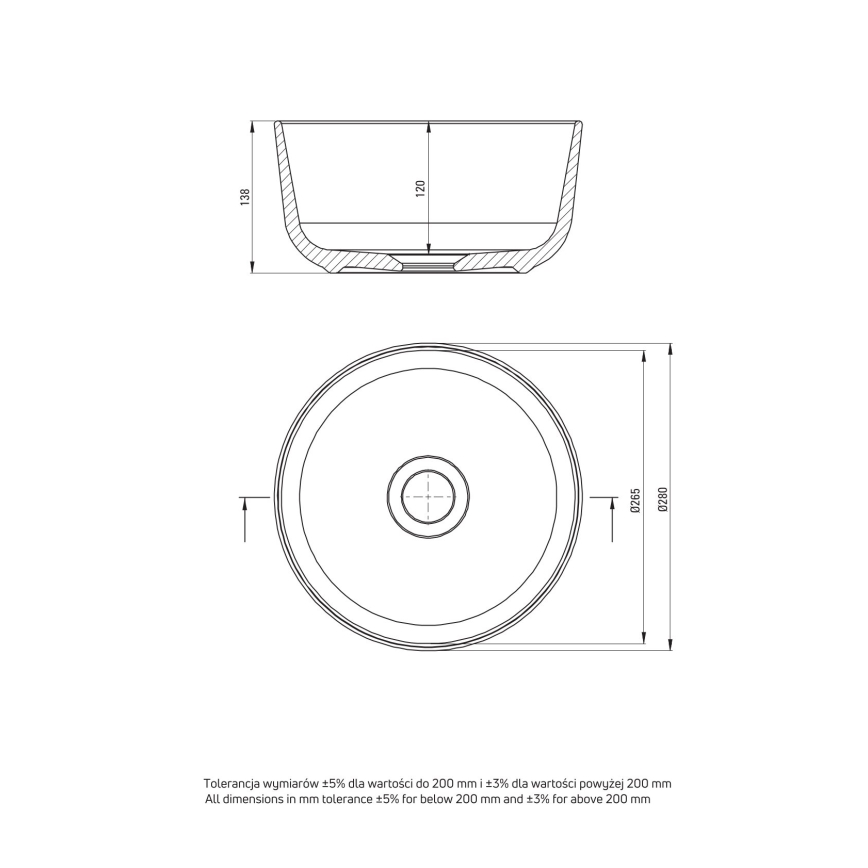 Deante CDJ_6U2S - Lavabo para encimera JASMIN diámetro 28 cm cerámica/blanco