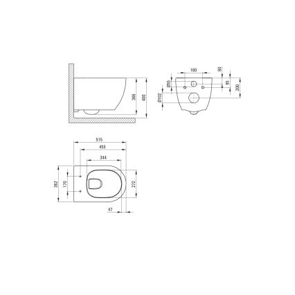 Deante CGRD6ZPW - Inodoro suspendido con asiento SoftClose ROUND, cerámica/blanco