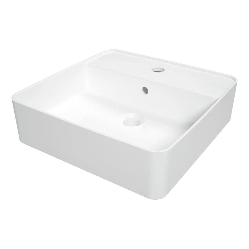 Deante CGS_6U4B - Lavabo sobre encimera con orificio para grifo SQUARE 42x42 cm cerámica/blanco