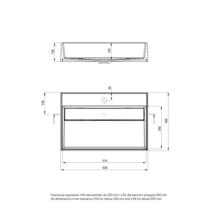 Deante CQR_SU6M - Lavabo sobre encimera CORREO 40x60 cm granito/gris metálico