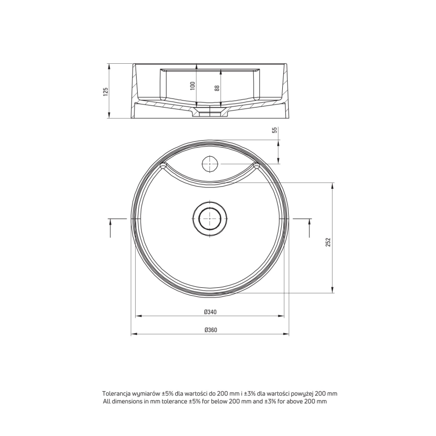 Deante CQS_5U4B - Lavabo sobre encimera con orificio para grifo SILIA Ø 36 cm granito/beige
