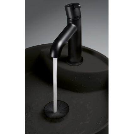 Deante CQS_NU4B - Lavabo de encimera con orificio para grifo SILIA Ø 36 cm granito/negro