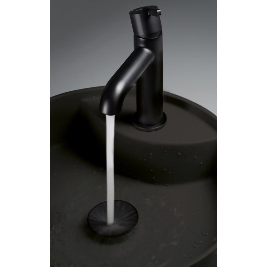 Deante CQS_NU4B - Lavabo de encimera con orificio para grifo SILIA Ø 36 cm granito/negro
