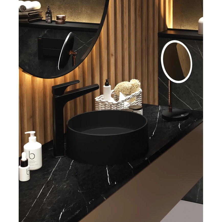 Deante CQS_NU4S - Lavabo sobre encimera SILIA Ø 36 cm granito/negro