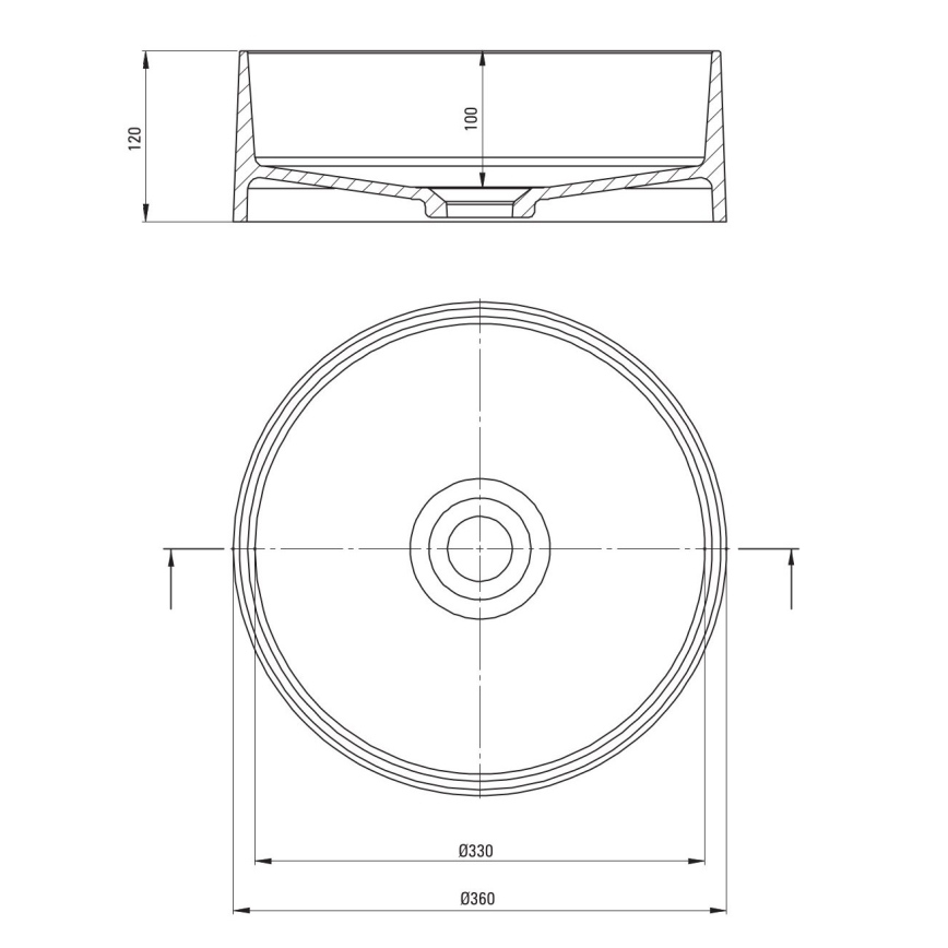 Deante CQS_NU4S - Lavabo sobre encimera SILIA Ø 36 cm granito/negro