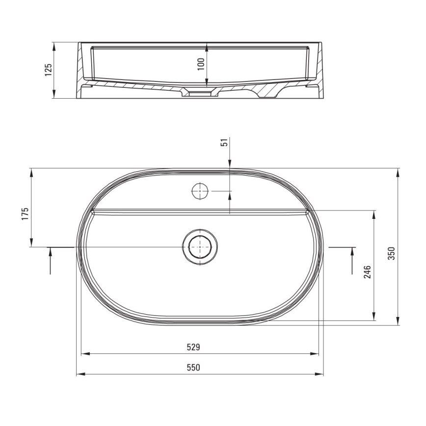 Deante CQS_NU6B - Lavabo sobre encimera con orificio para grifo SILIA 35x55 cm granito/negro