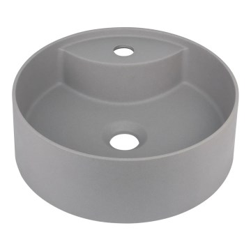 Deante CQS_SU4B - Lavabo de encimera con orificio para grifería SILIA Ø 36 cm, granito/gris metalizado