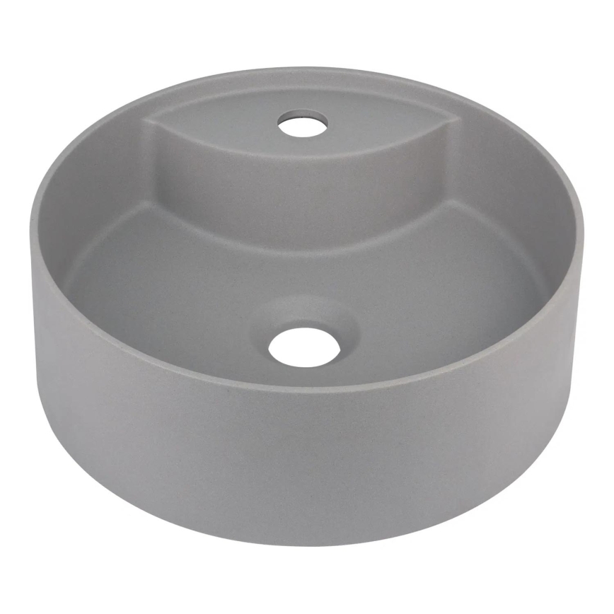 Deante CQS_SU4B - Lavabo de encimera con orificio para grifería SILIA Ø 36 cm, granito/gris metalizado