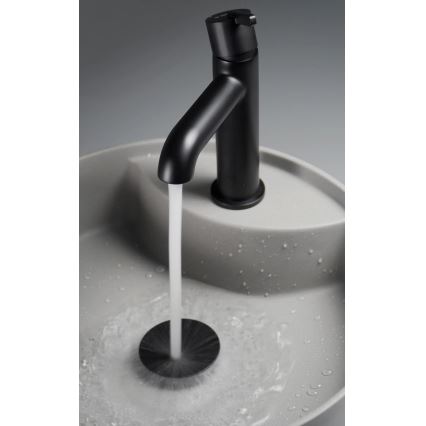 Deante CQS_SU4B - Lavabo de encimera con orificio para grifería SILIA Ø 36 cm, granito/gris metalizado