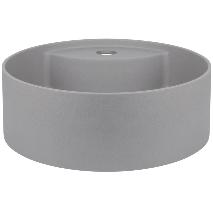 Deante CQS_SU4B - Lavabo de encimera con orificio para grifería SILIA Ø 36 cm, granito/gris metalizado