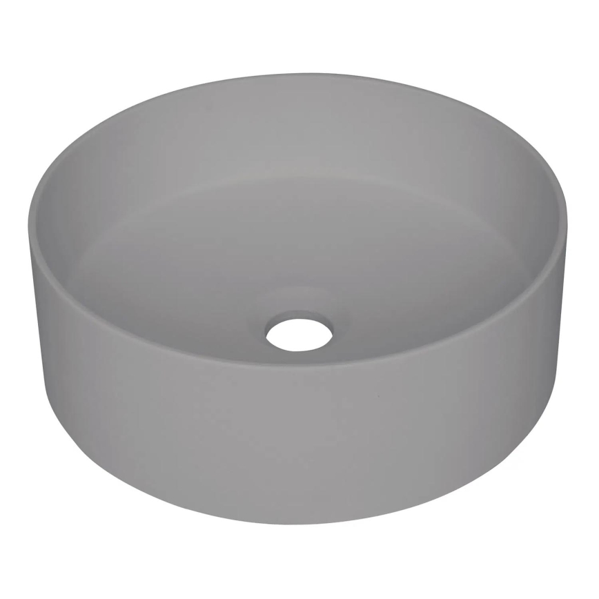 Deante CQS_SU4S - Lavabo para encimera SILIA, diámetro 36 cm, granito/gris metálico