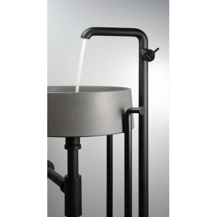 Deante CQS_SU4S - Lavabo para encimera SILIA, diámetro 36 cm, granito/gris metálico