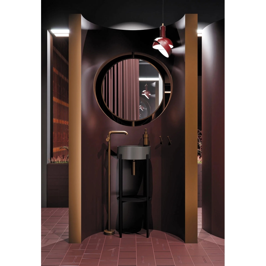 Deante CQS_SU4S - Lavabo para encimera SILIA, diámetro 36 cm, granito/gris metálico