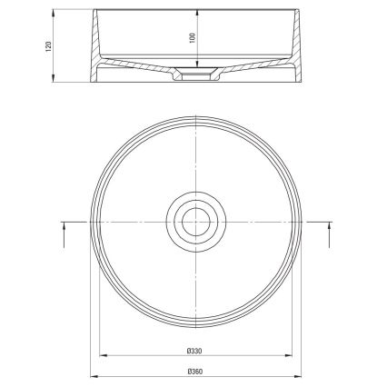 Deante CQS_SU4S - Lavabo para encimera SILIA, diámetro 36 cm, granito/gris metálico
