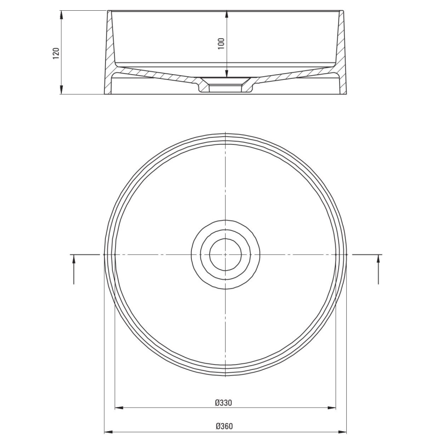 Deante CQS_SU4S - Lavabo para encimera SILIA, diámetro 36 cm, granito/gris metálico