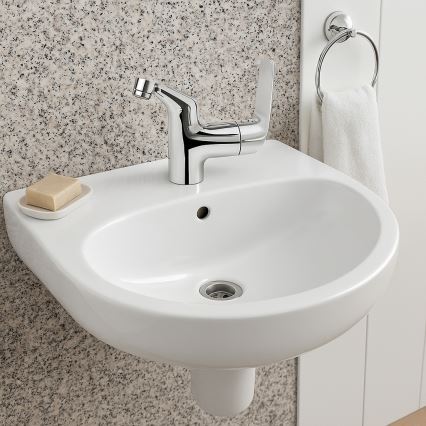 Deante - Lavabo mural JASMIN 45,7x36,4 + grifo para lavabo LEMON