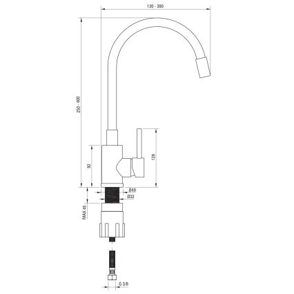 Deante ZQJN5103 - Fregadero de cocina EVORA 50x50 cm + grifo de fregadero con brazo flexible granito/beige