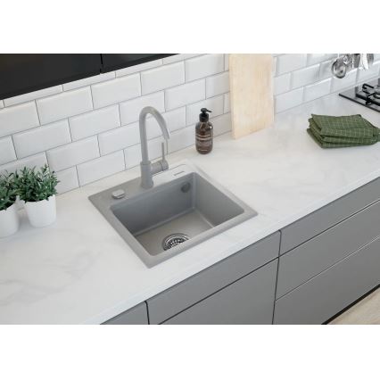 Deante ZQZ_S103 - Fregadero de cocina ZORBA 44x44 cm granito/gris metálico