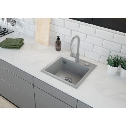 Deante ZQZ_S103 - Fregadero de cocina ZORBA 44x44 cm granito/gris metálico