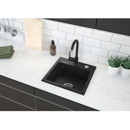 Deante ZQZ_T103 - Fregadero de cocina ZORBA 44x44 cm granito/antracita