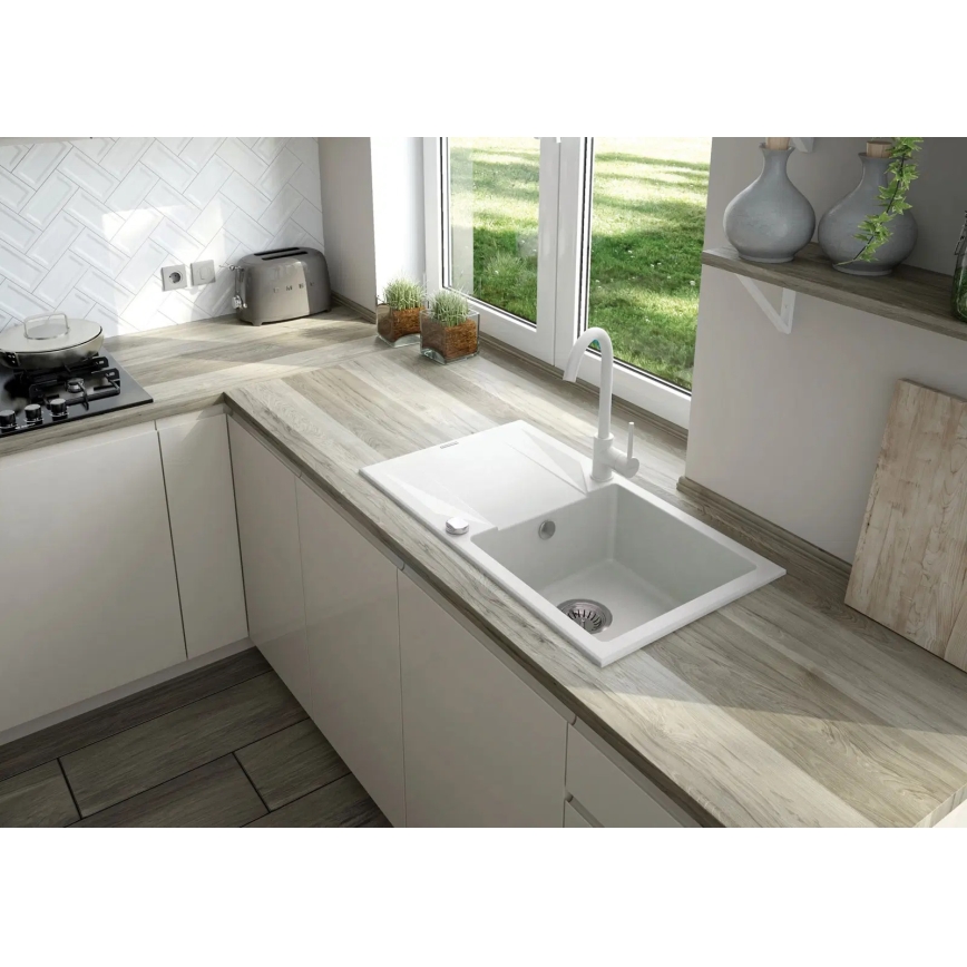 Deante ZQZVA113 - Fregadero de cocina ZORBA 76x44 cm + grifo de fregadero granito/alabastro