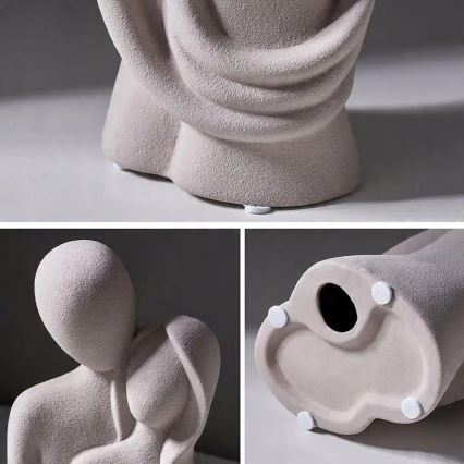 Decoración de mesa de cerámica 20 x 9,5 x 7,5 cm, gris