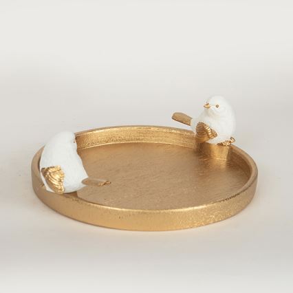 Decoración de mesa plato con pájaros 9,5x28x30,9 cm