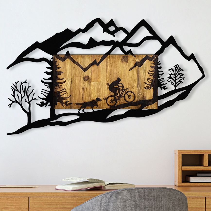 Decoración de pared 110x65 cm paseo en moto madera/metal