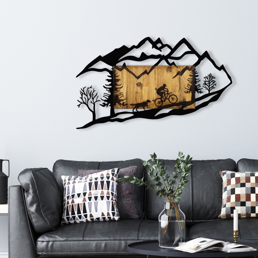 Decoración de pared 110x65 cm paseo en moto madera/metal
