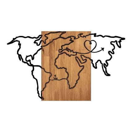 Decoración de pared 118x70 cm mapa madera/metal