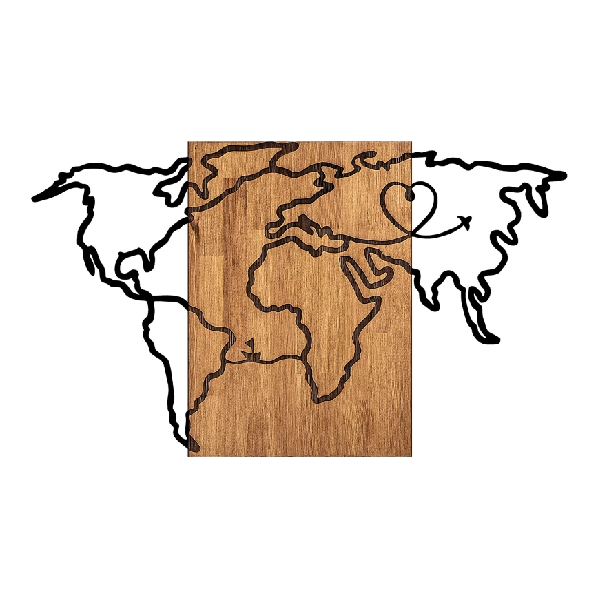 Decoración de pared 118x70 cm mapa madera/metal