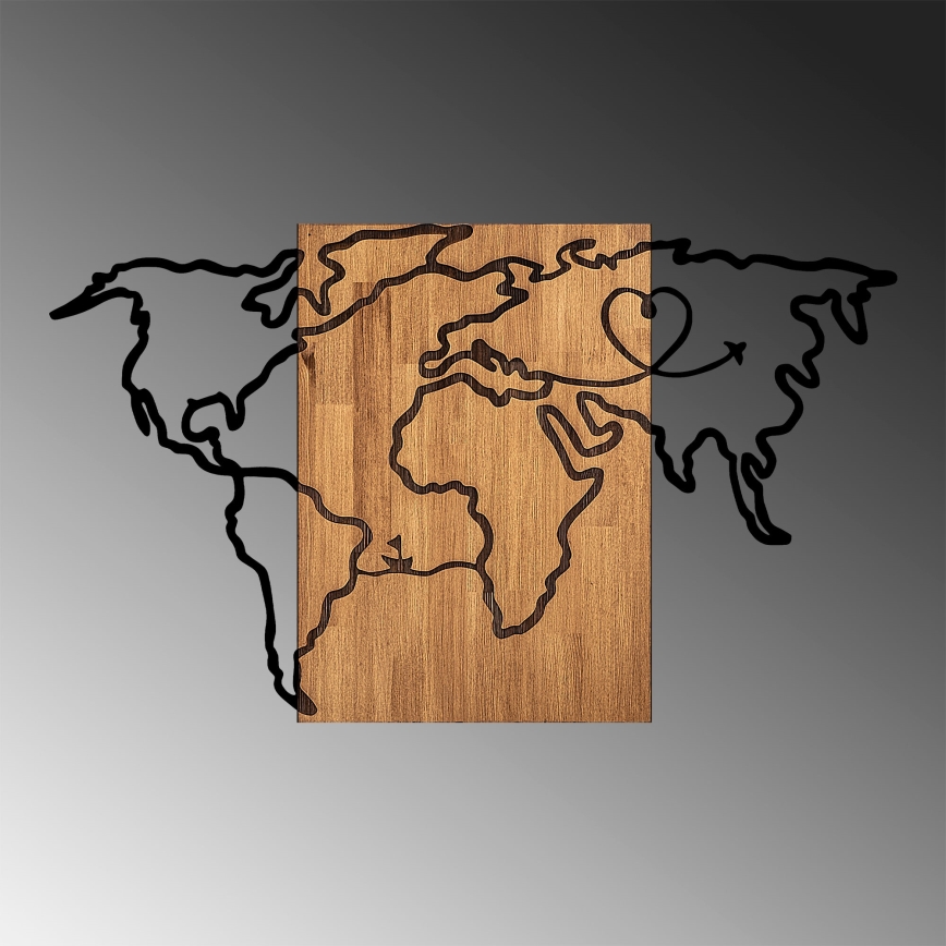 Decoración de pared 118x70 cm mapa madera/metal
