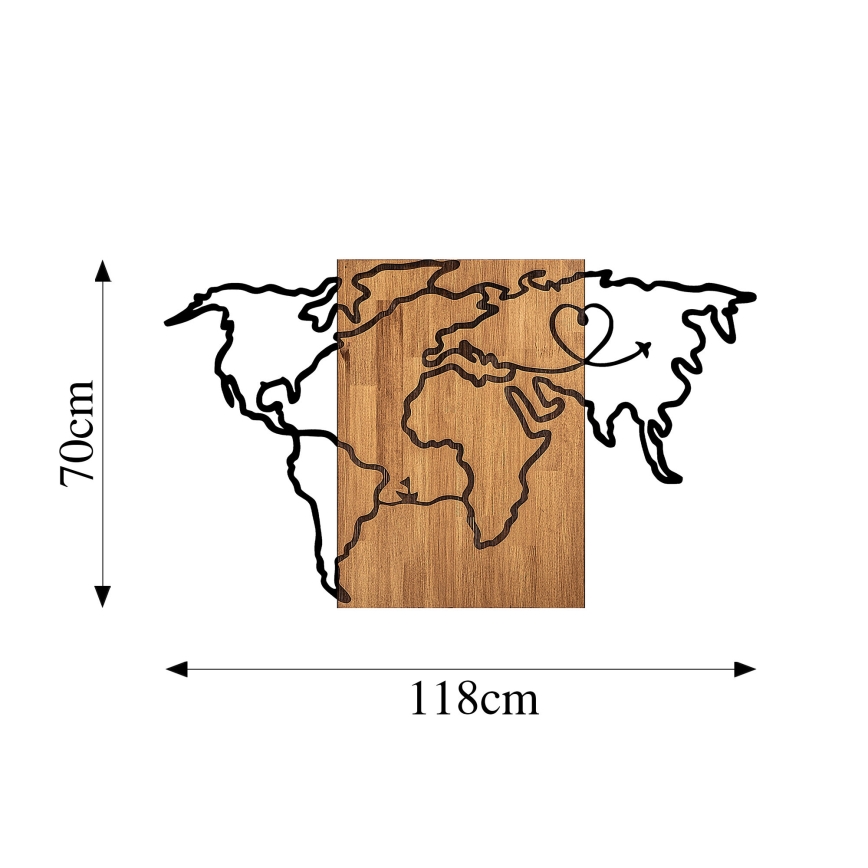 Decoración de pared 118x70 cm mapa madera/metal
