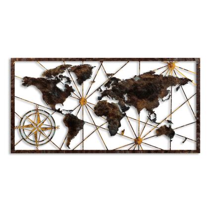 Decoración de pared 120x60 cm Mapa del mundo metal