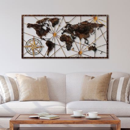 Decoración de pared 120x60 cm Mapa del mundo metal