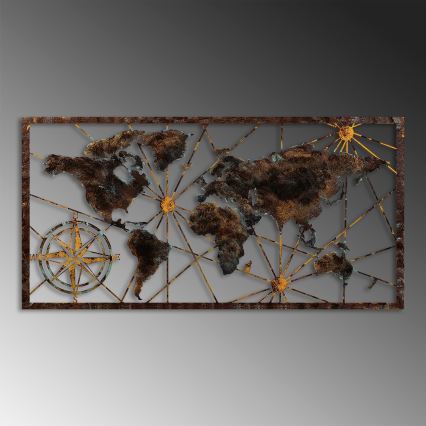 Decoración de pared 120x60 cm Mapa del mundo metal
