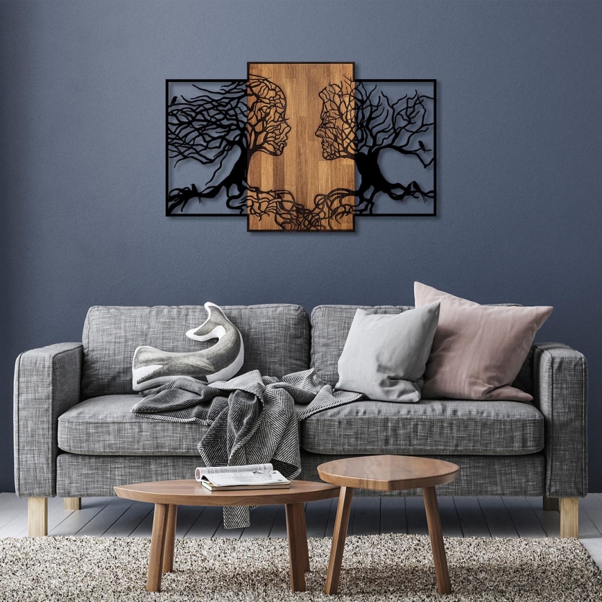 Decoración de pared 125x79 cm árboles de la vida madera/metal