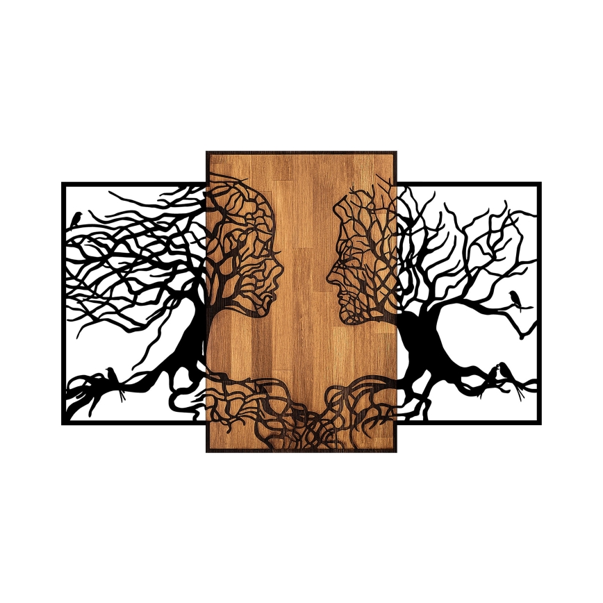 Decoración de pared 125x79 cm árboles de la vida madera/metal