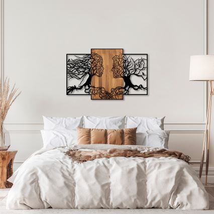 Decoración de pared 125x79 cm árboles de la vida madera/metal