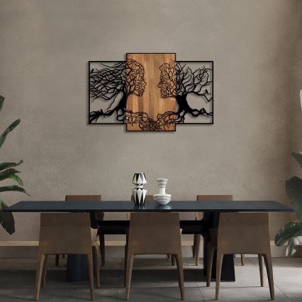 Decoración de pared 125x79 cm árboles de la vida madera/metal
