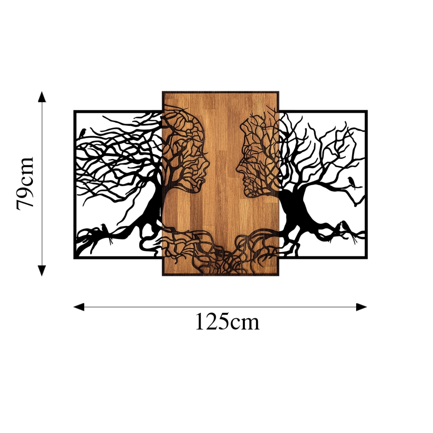 Decoración de pared 125x79 cm árboles de la vida madera/metal