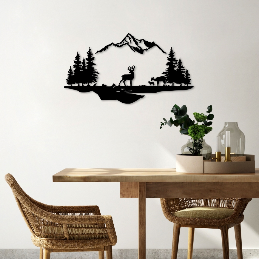 Decoración de pared 2 pz 70x38 cm ciervo metal/negro
