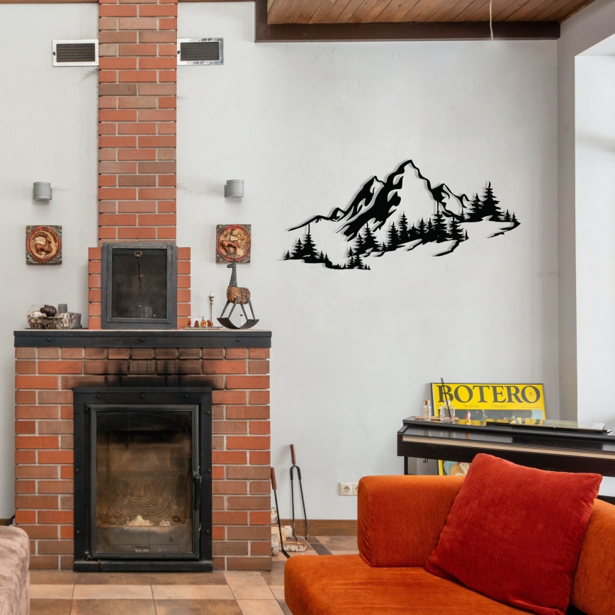 Decoración de pared 30x67 cm montañas metálicas