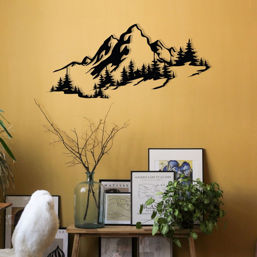 Decoración de pared 30x67 cm montañas metálicas