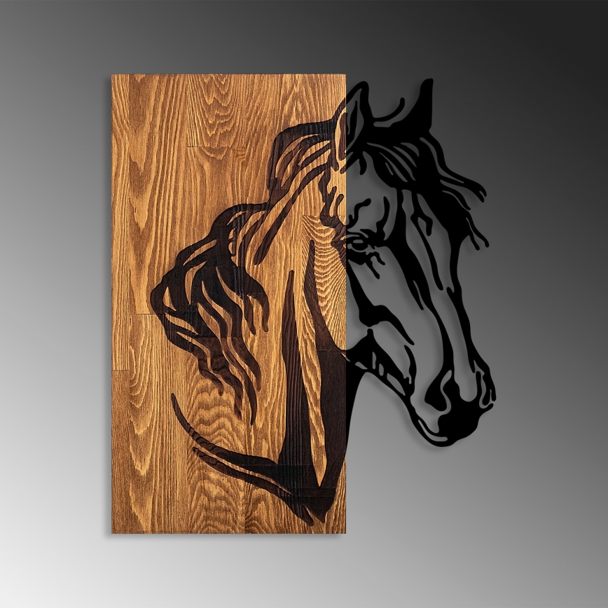 Decoración de pared 48x58 cm caballo madera/metal