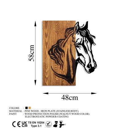 Decoración de pared 48x58 cm caballo madera/metal