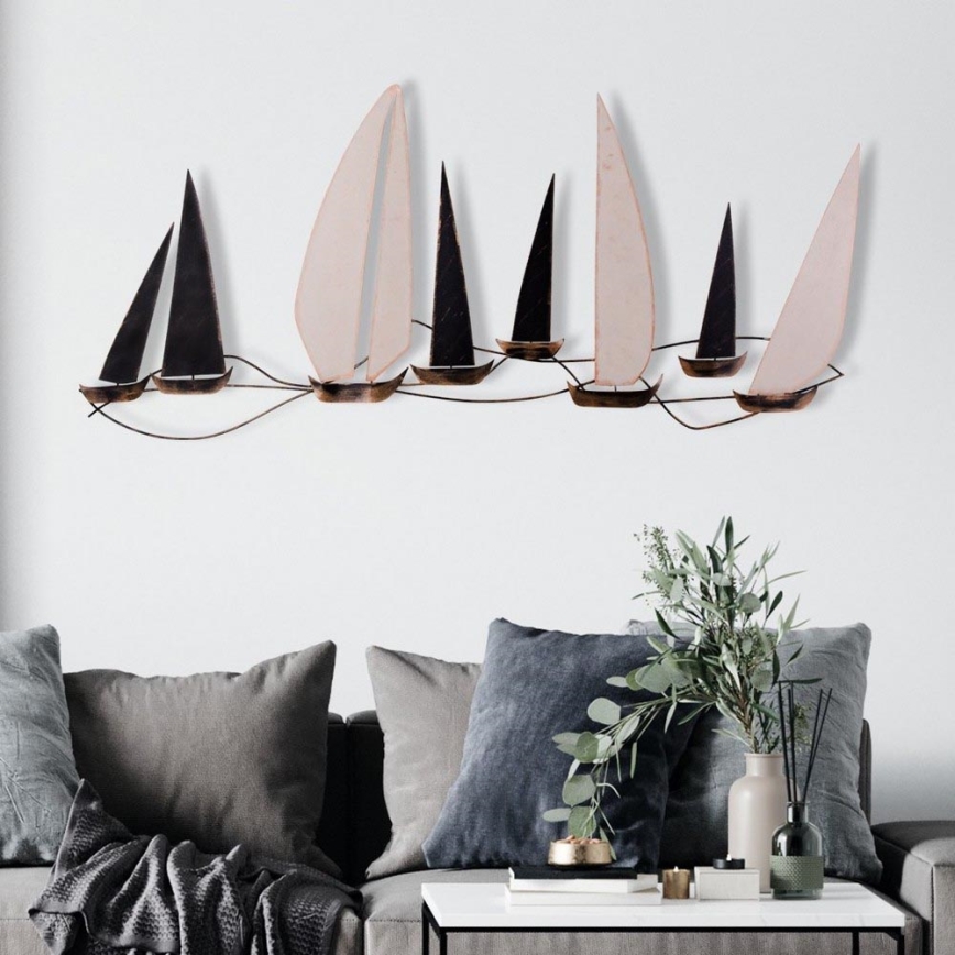 Decoración de pared 52x117 cm barcos de vela metal