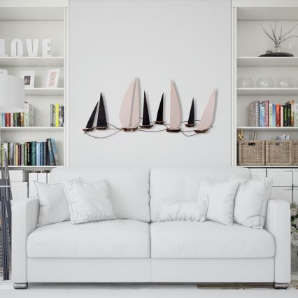 Decoración de pared 52x117 cm barcos de vela metal